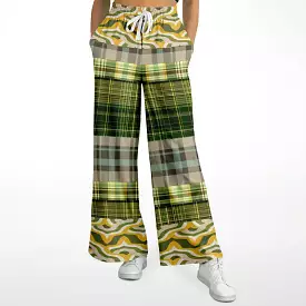 Rolling Green Plaid Eco-Poly Stretchy Phat Bellbottoms