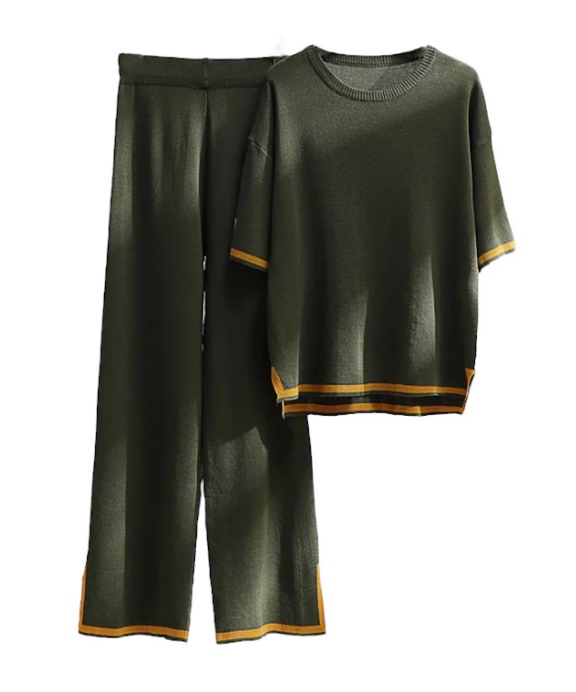 Scoop Neck And Cropped Pants Knit Loungewear Set