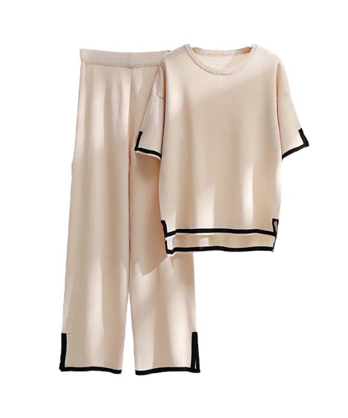 Scoop Neck And Cropped Pants Knit Loungewear Set