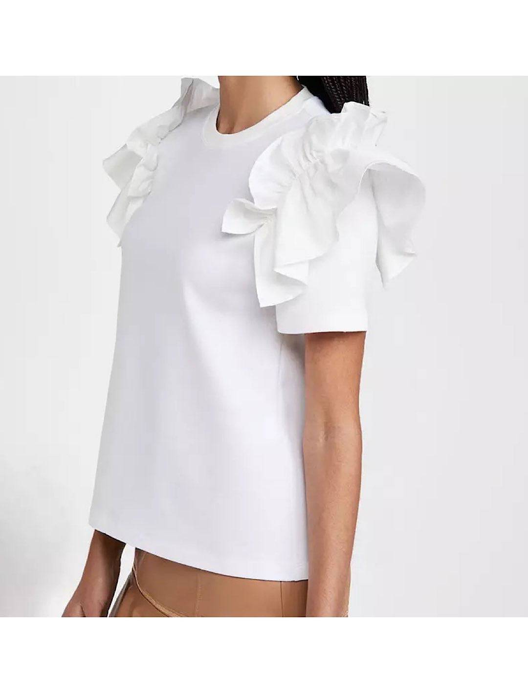 Short Ruffle Sleeve T-shirt