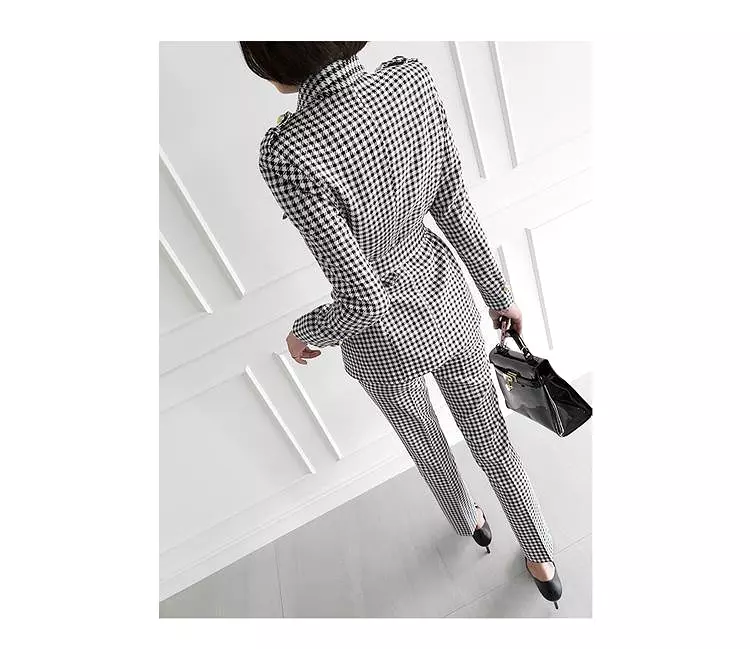 Slim Fit Plaid Women Pantsuit