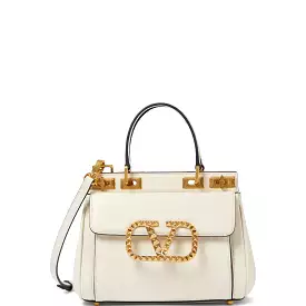 Small Rockstud Alcove Handbag, Ivory