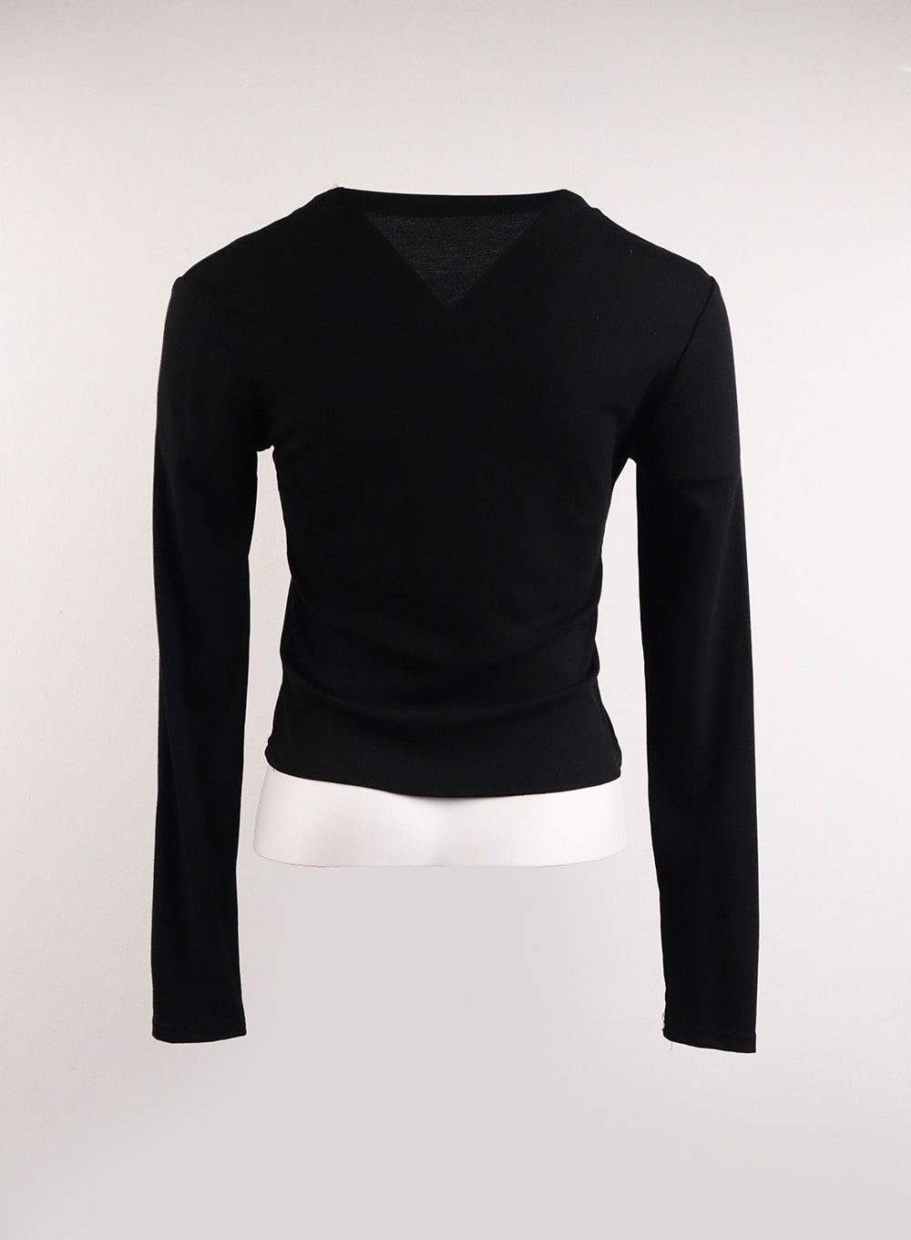 Solid Ruffle Hem Long Sleeve Crop Top IJ411