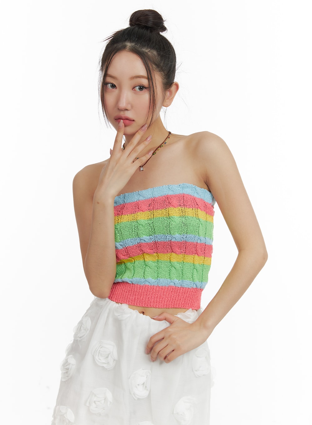 Stripe Knit Tube Top OM428