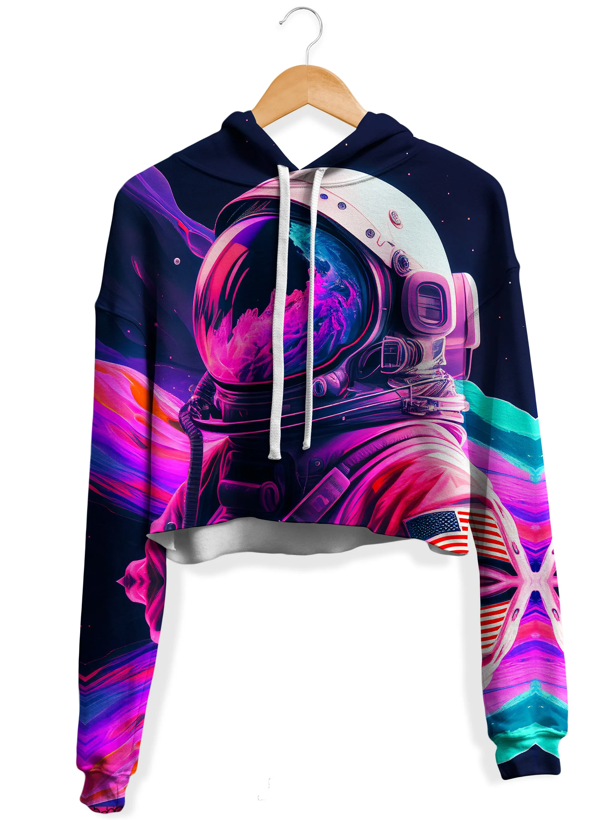 Synthwave Astronaut Crop Hoodie and Leggings Combo