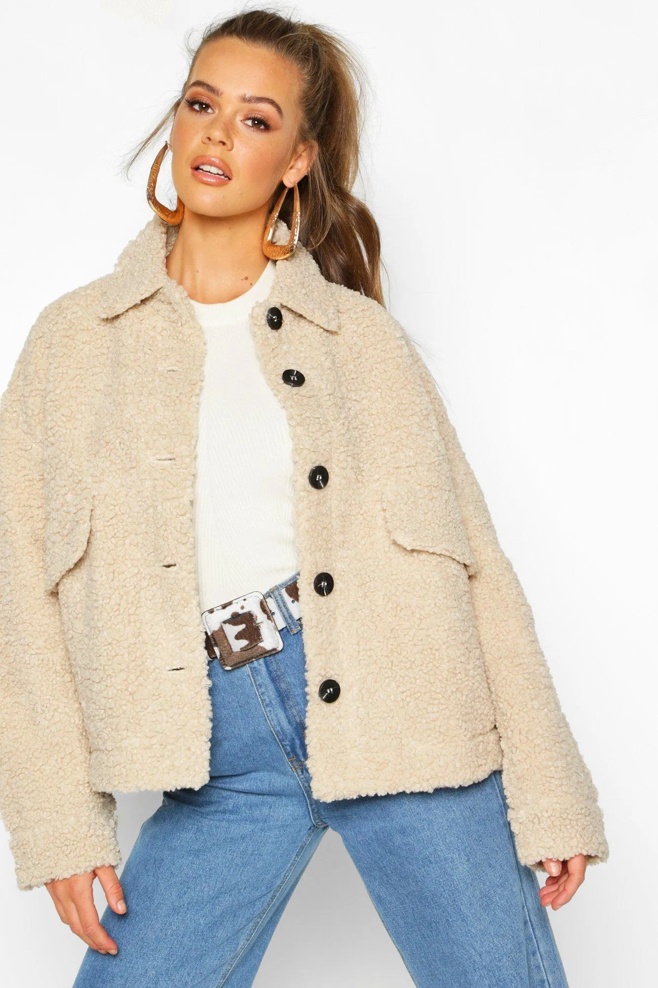 Teddy Faux Fur Trucker Jacket