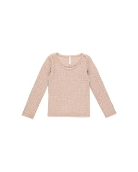 TEXTURED LONG SLEEVE TOP || ROSE