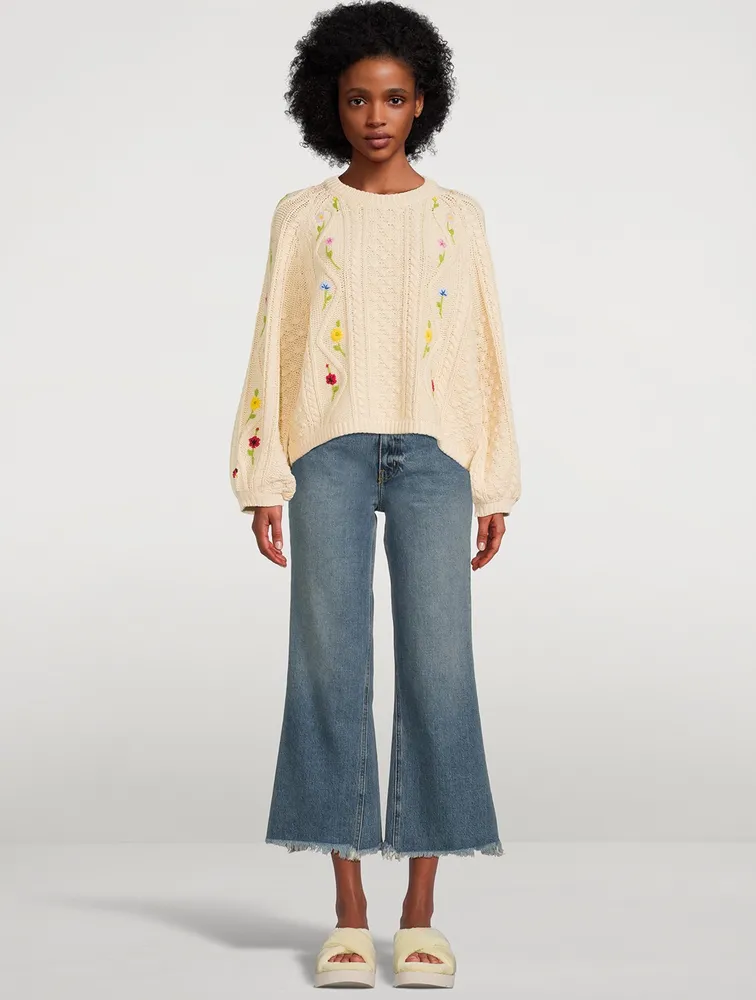 THE GREAT The Floral Cable Sweater