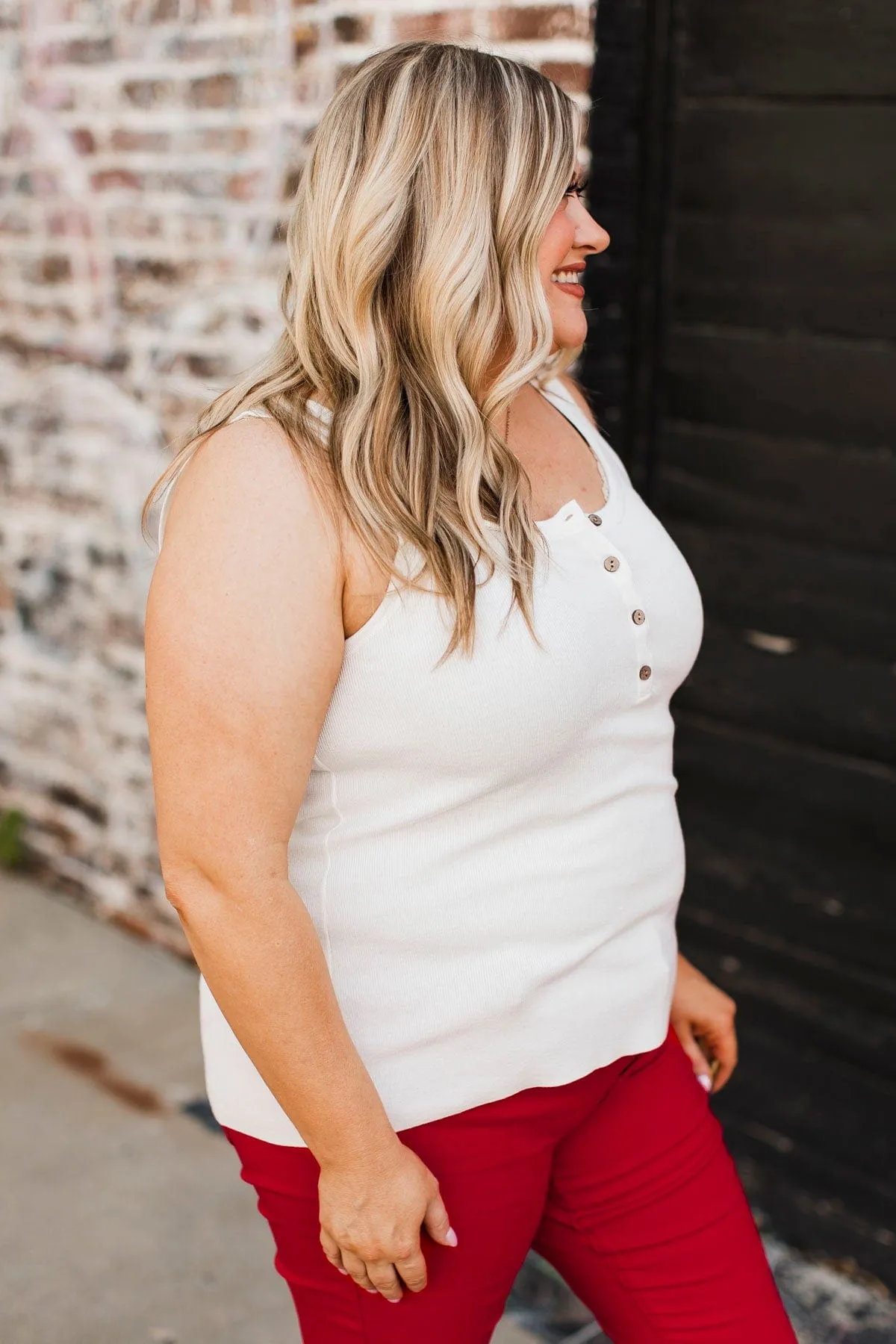 Undeniably Perfect Ribbed Tank Top- Off-White