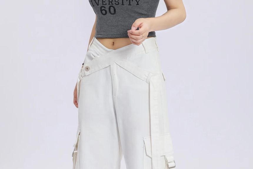 V Waistline Straight-Fit Wide-Leg Cargo Pants dd7