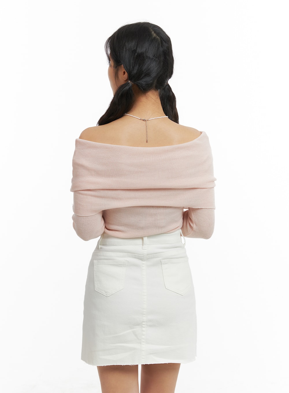 Wide Fold Off-Shoulder Knit Top OM427