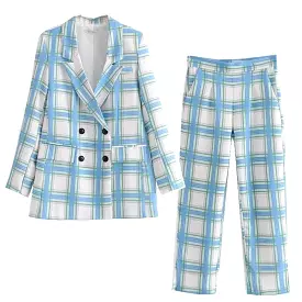 Women Plaid Pantsuits