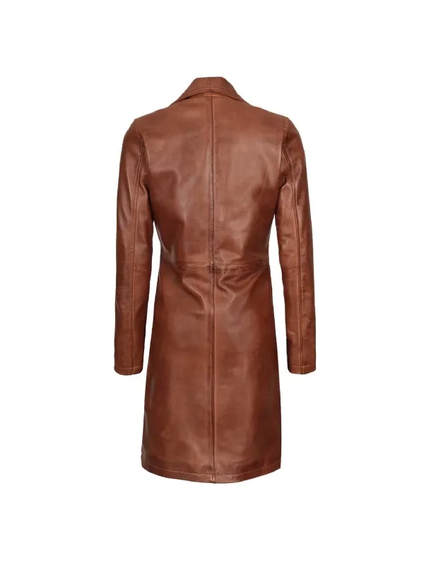 Women’s Brown Long Leather Coat