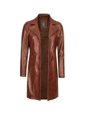 Women’s Brown Long Leather Coat