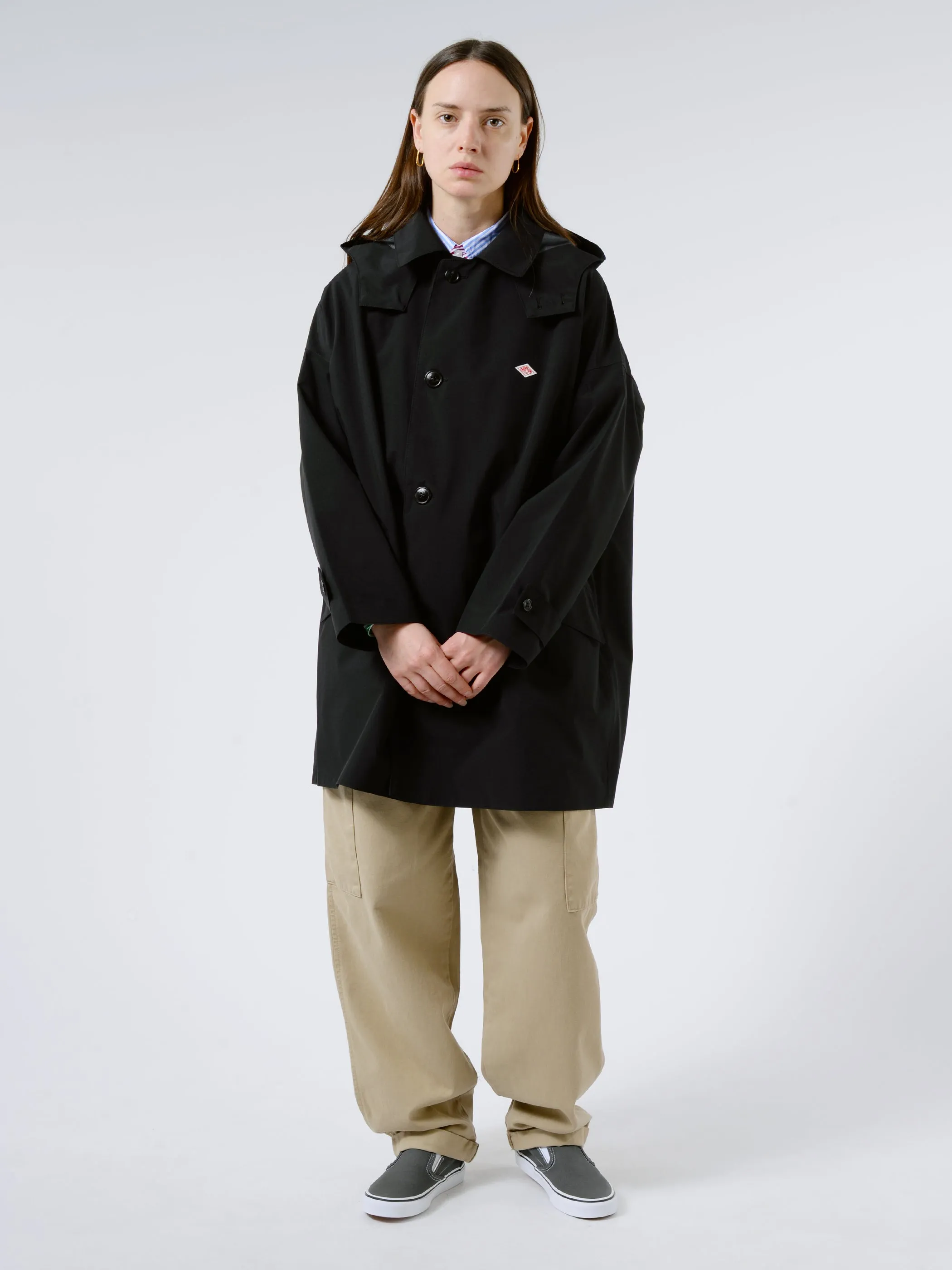 Women's 3-Layer Cloth Hooded Balmacaan Coat