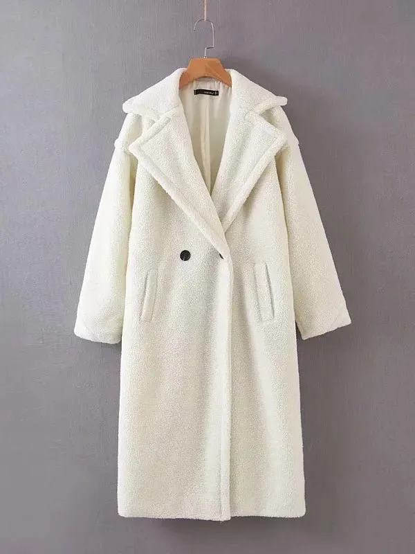 Women's Coats Lapel Lamb Wool Oversize Coat