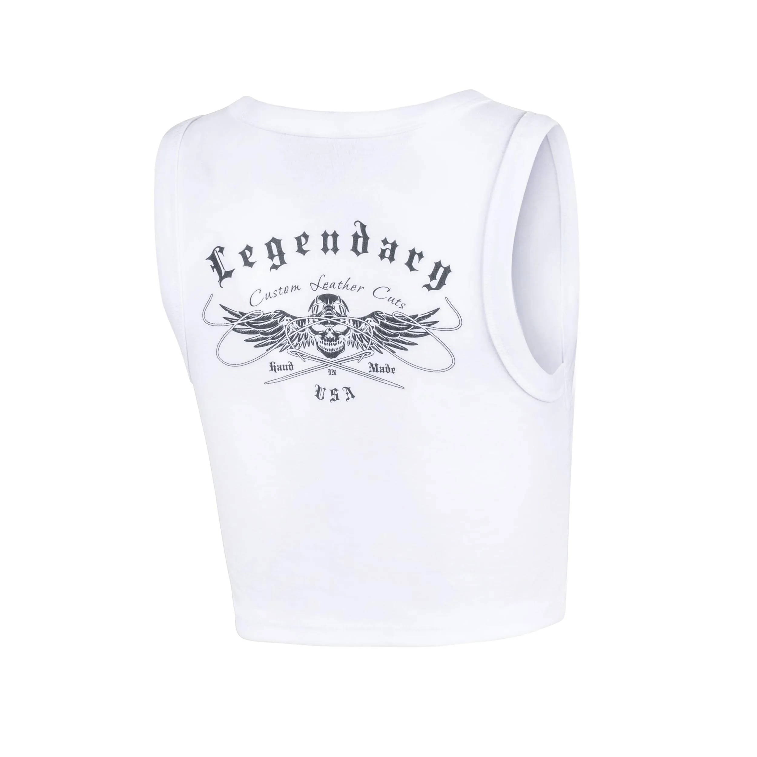 Womens Legendary Baby Ribbed Cropped Tank Top - Custom Cuts logo