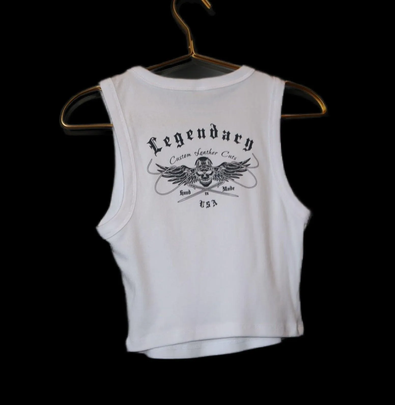 Womens Legendary Baby Ribbed Cropped Tank Top - Custom Cuts logo