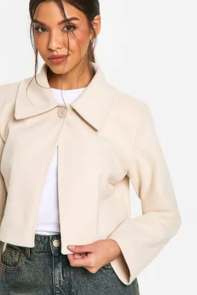 Wool Look Cropped Jacket