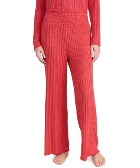 Z Supply Dawn Smocked Rib Pants Haute Red M